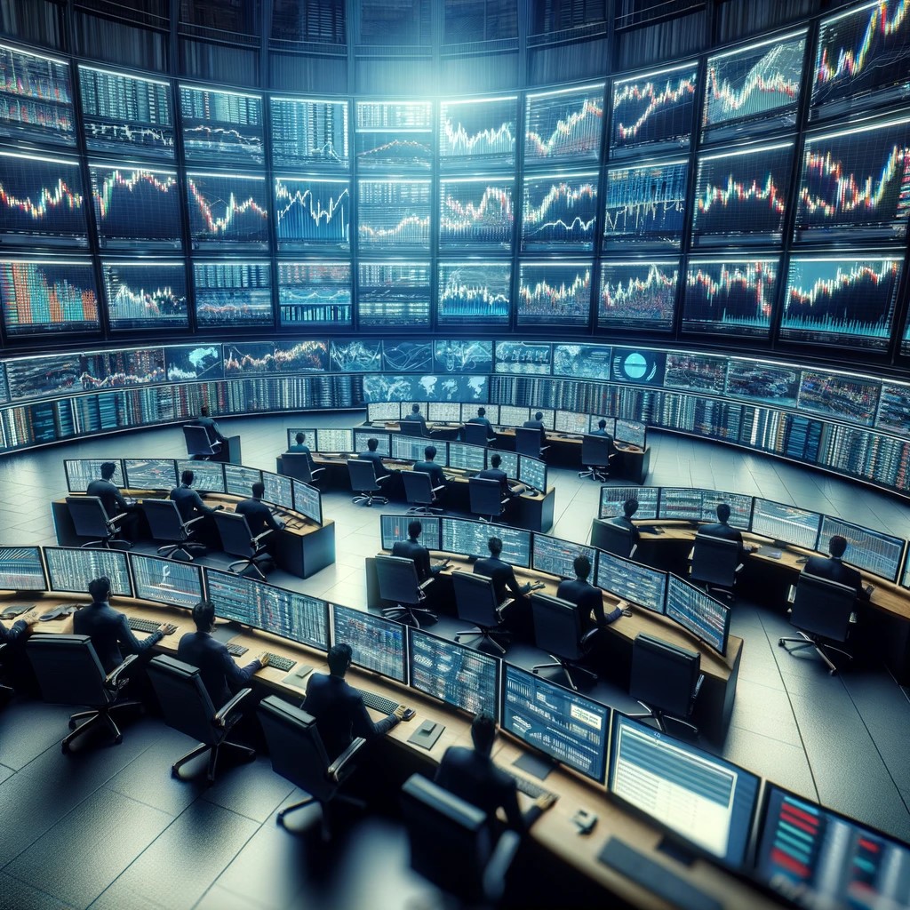 DALL·E 2024-05-15 13.09.41 - A professional trading floor with traders monitoring derivatives markets on multiple large screens. The scene captures the intensity of the trading fl